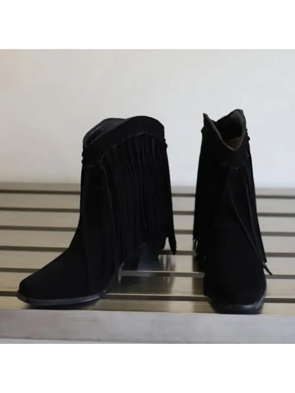 Fringe Ankle Cowboy Boots for Women | Pull-On Short Cowgirl Booties with Tassels